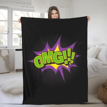 Discover Comic Style OMG Expression Design Fleece Blankets