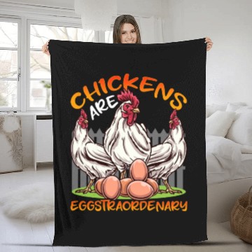 Discover Funny Chickens Chicken Farm Eggs Fleece Blankets