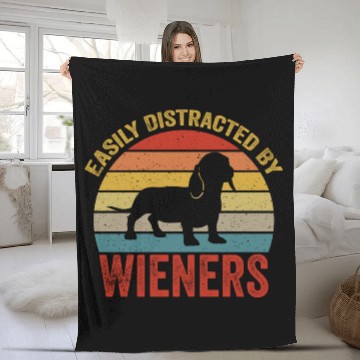 Discover Easily Distracted By Wieners For Dog Lover Fleece Blankets