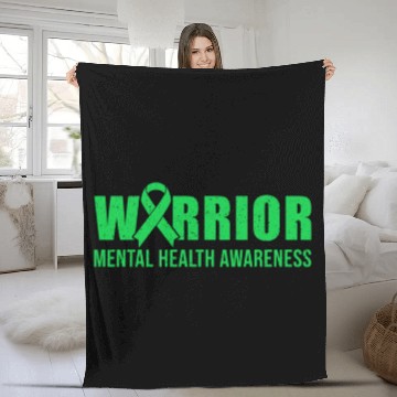 Discover Mental Health Warrior Green Ribbon Fleece Blankets