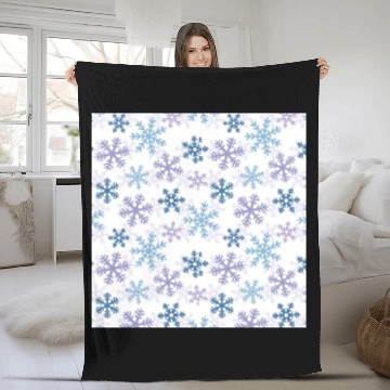 Discover Modern Snowflakes Pattern White Fleece Blankets