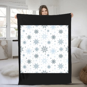 Discover Modern Snowflakes Pattern White Blue Fleece Blankets