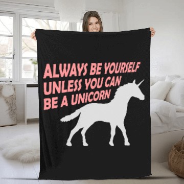 Discover always be yourself unicorn Fleece Blankets