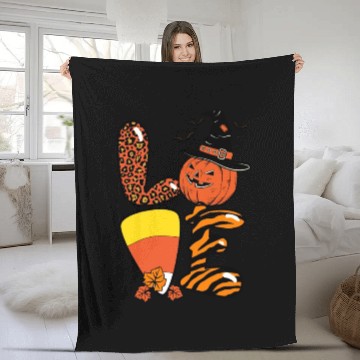 Discover Halloween Love Candy Corn Fleece Blankets