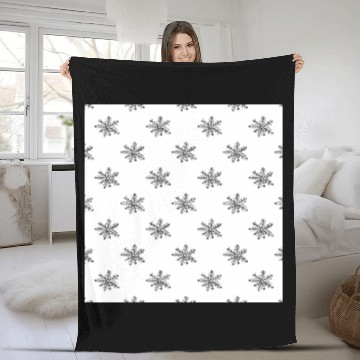 Discover Abstract Snowflakes Pattern White Black Fleece Blankets