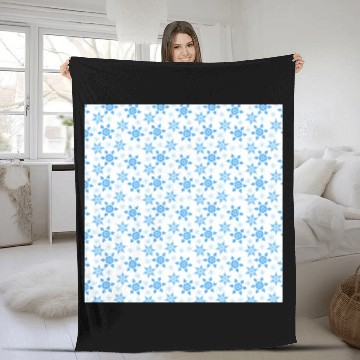 Discover Modern Snowflakes Pattern White Blue Fleece Blankets