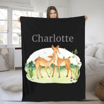 Discover Forest Animal Deer Flowers Name Charlotte Fleece Blankets