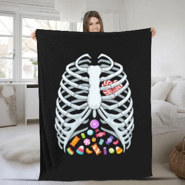 Discover Funny Candy Skeleton Rib Cage Halloween Costume Fleece Blankets
