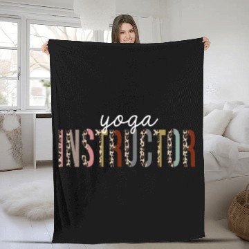 Discover Yoga Instructor Leopard Print Funny Gift Fleece Blankets
