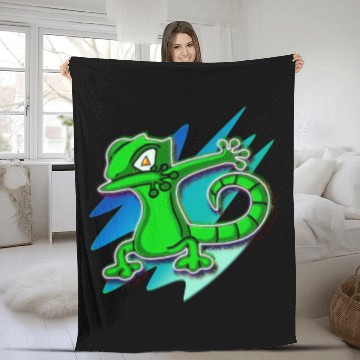 Discover Dabbing Gecko - Jack O Lantern Eyes Fleece Blankets