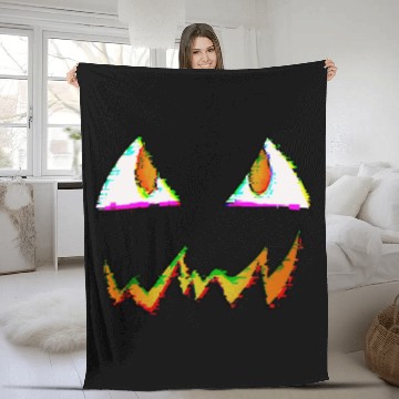 Discover Jack O Lantern Face Glitch Fleece Blankets