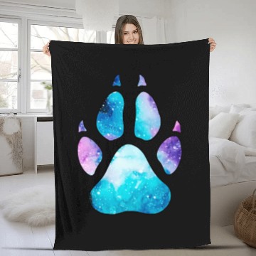Discover Galaxy Wolf Paw Print Fleece Blankets
