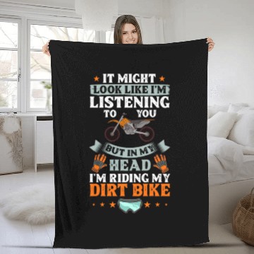 Discover Dirt Bike Electric Motocross Riding MX Rider Fleece Blankets