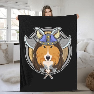 Discover Collie I Valhalla I Viking Fleece Blankets