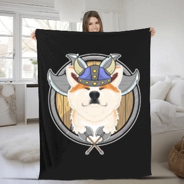 Discover Akita Inu I Valhalla I Viking Fleece Blankets