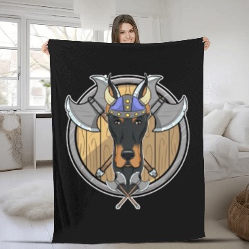 Discover Doberman I Valhalla I Viking Fleece Blankets