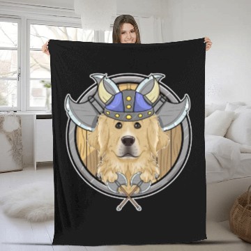Discover Golden Retriever I Valhalla I Viking Fleece Blankets