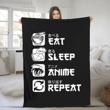 Discover Eat Sleep Anime Repeat Japan Manga Fleece Blankets