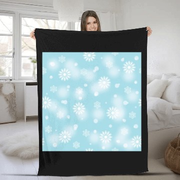 Discover Abstract Blue Snowflakes Pattern Fleece Blankets