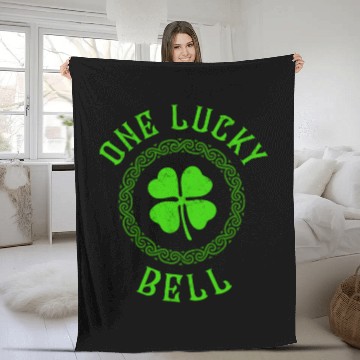 Discover One Lucky Bell Irish Family 4 Leaf Clover Fleece Blankets