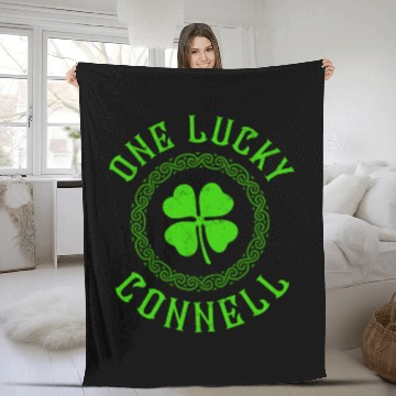 Discover One Lucky Connell Irish Family 4 Leaf Clover Fleece Blankets