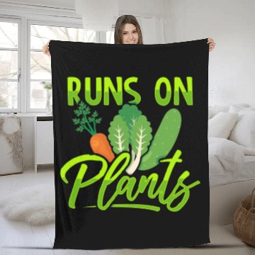 Discover Runs On Plants Plant-Based Vegan Vegetarian Fleece Blankets