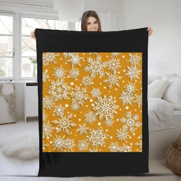 Discover Orange Snowflakes Pattern Fleece Blankets
