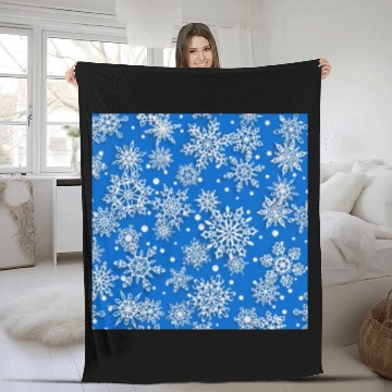 Discover Blue Snowflakes Pattern Fleece Blankets