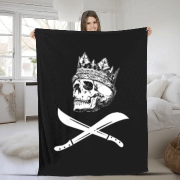 Discover Alpha pirate king logo white Fleece Blankets