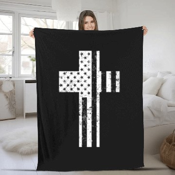 Discover US Flag Cross American Army Veterans Fleece Blankets