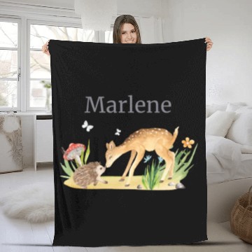 Discover Forest Animal Deer Hedgehog Flowers Name Marlene Fleece Blankets