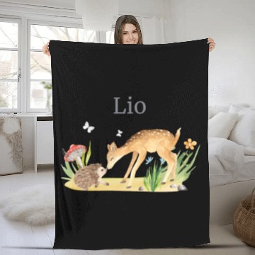 Discover Forest Animal Deer Hedgehog Flowers Name Lio Fleece Blankets