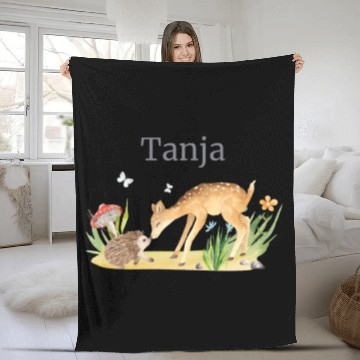 Discover Forest Animal Deer Hedgehog Flowers Name Tanja Fleece Blankets