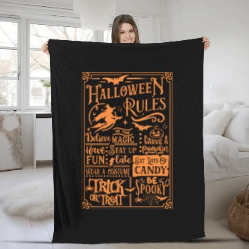 Discover Halloween Rules Believe In Magic Trick Treat Spook Fleece Blankets