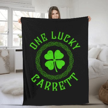 Discover One Lucky Garrett Irish Family Four Leaf Clover Fleece Blankets