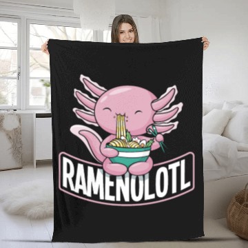 Discover Ramenolotl Axolotl Ramen Funny Ramen Lover Gift Fleece Blankets