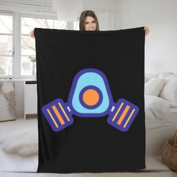 Discover Blue Orange Comic Face Protection Nuclear Gas Mask Fleece Blankets