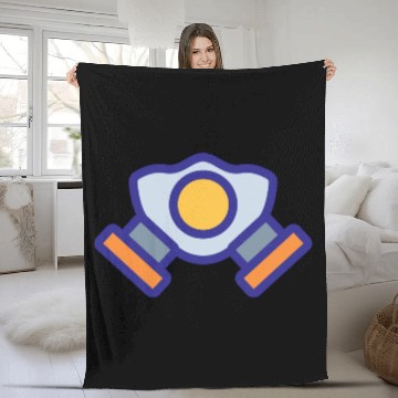 Discover Blue Orange Comic Face Protection Nuclear Gas Mask Fleece Blankets
