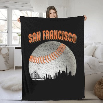 Discover San Francisco Vintage Skyline Baseball For Gameday Fleece Blankets