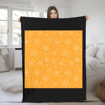 Discover Orange Snowflakes Pattern Fleece Blankets