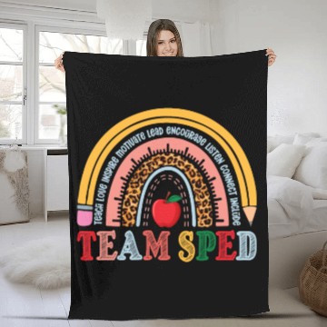 Discover Team SPED Teacher Rainbow Fleece Blankets