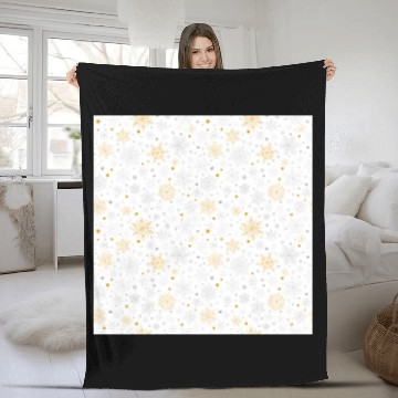 Discover Modern Snowflakes Pattern White Gold Fleece Blankets
