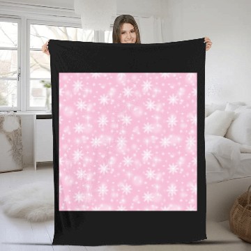 Discover Pink Snowflakes Pattern Fleece Blankets