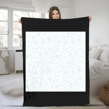 Discover Modern Snowflakes Pattern White Blue Fleece Blankets