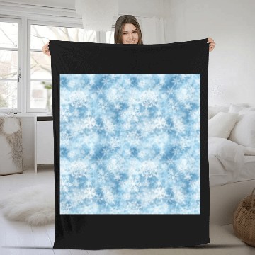 Discover Blue White Snowflakes Pattern Fleece Blankets
