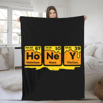 Discover Honey Periodic Table Beekeeper Bee Hives Science Fleece Blankets