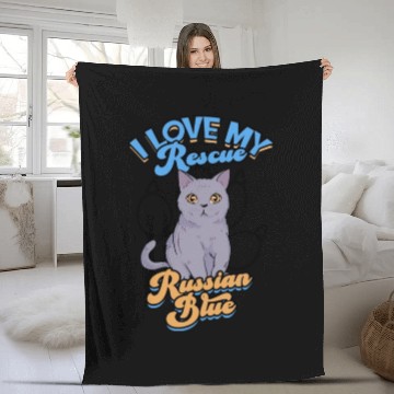Discover I love my rescue Russian Blue - russian blue Fleece Blankets