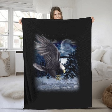 Discover Mountain Wolf Native American Eagle Fleece Blankets