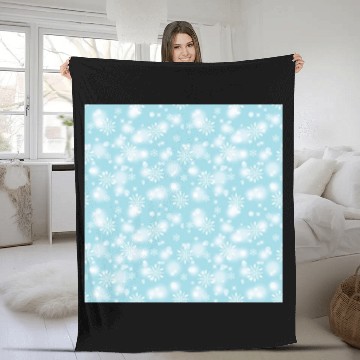 Discover Abstract Blue Snowflakes Pattern Fleece Blankets