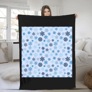 Discover Blue Snowflakes Pattern Fleece Blankets